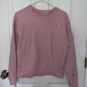 pink champion reverse weave crewneck